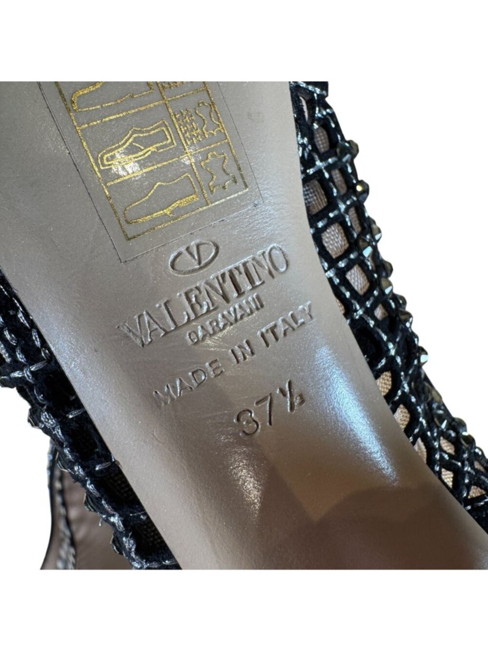 Valentino Garavani Crystal Strass Mesh Platform Slingback Heels Stilettos Size E - Picture 9 of 10